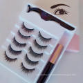 Hot selling OEM  High quality 5 pairs Natural mix lashes packing Magnetic eyelash with tweezer and eyeliner